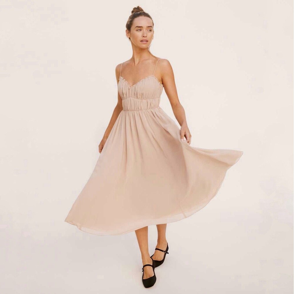 Reformation Pique Backless Midi Dress In Paloma Nude Size 8